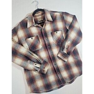 C.E. Schmidt Workwear Large Cotton Brown Plaid Flannel Button Outdoors Shirt